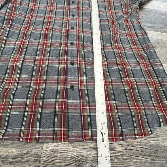 LL Bean Green Gray Scotch Plaid Mens XLT Traditional Fit‎ Flannel Shirt Shacket - Picture 7 of 11